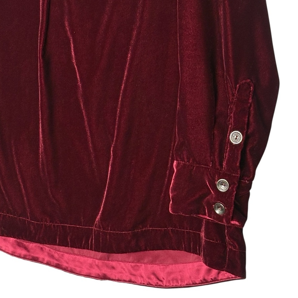 Soft Surroundings Velvet Popover Tunic Top Size M Burgundy Wine Button Cuffs - Picture 3 of 9